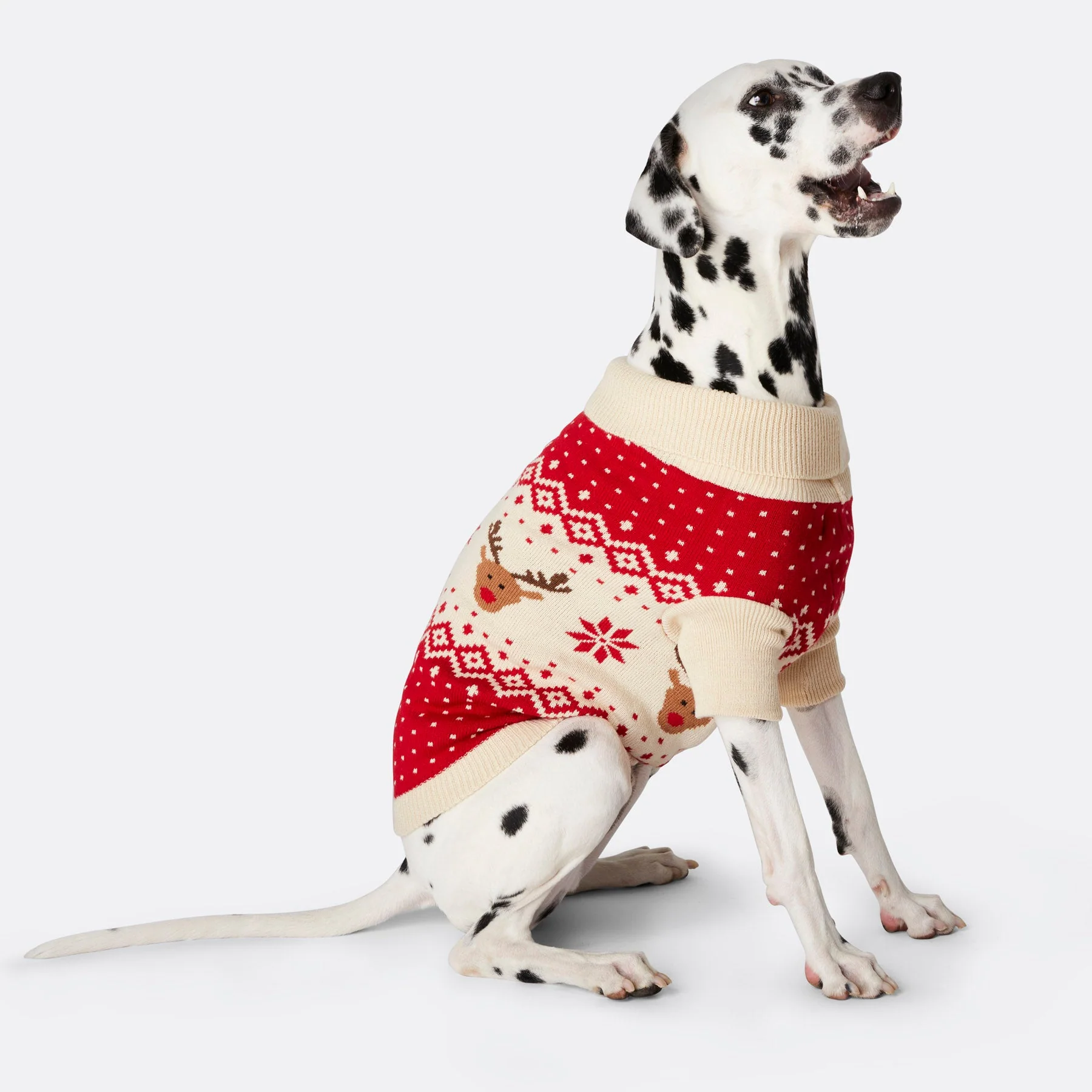 Dogs' Red Retro Reindeer Christmas Sweater - Image 6