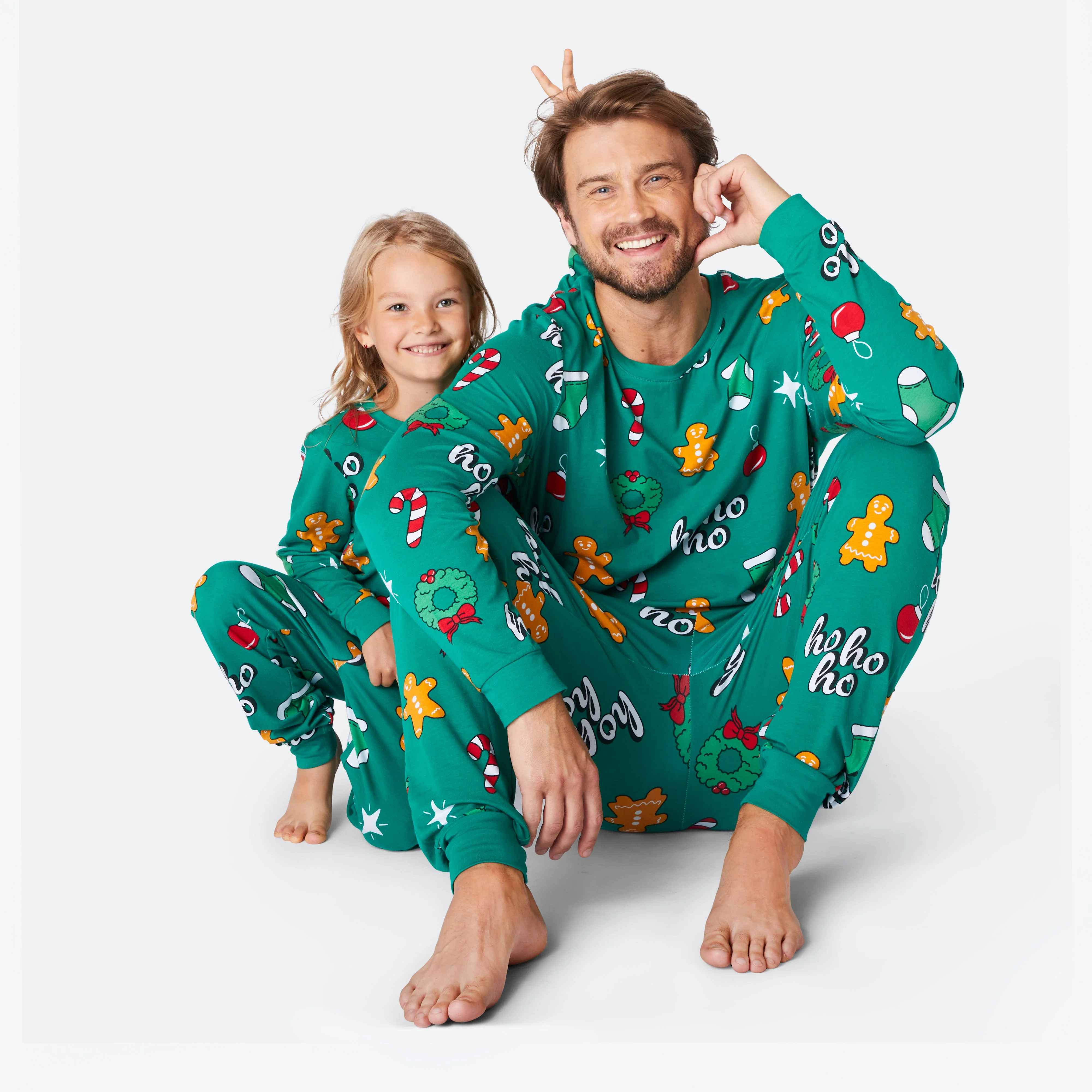 Kids' Green Hohoho Christmas Pyjamas - Image 3