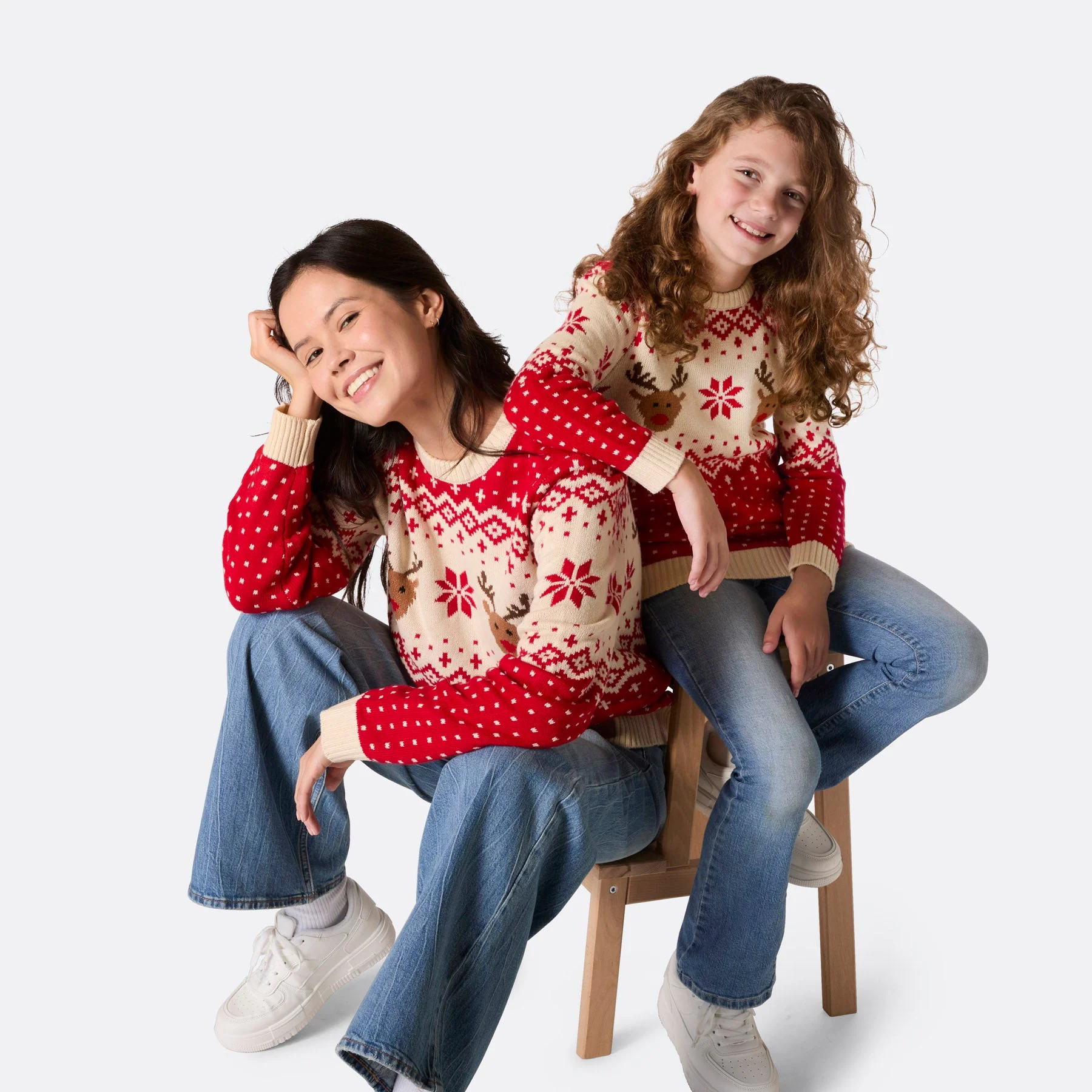 Kids' Retro Reindeer Red Christmas Sweater - Image 5