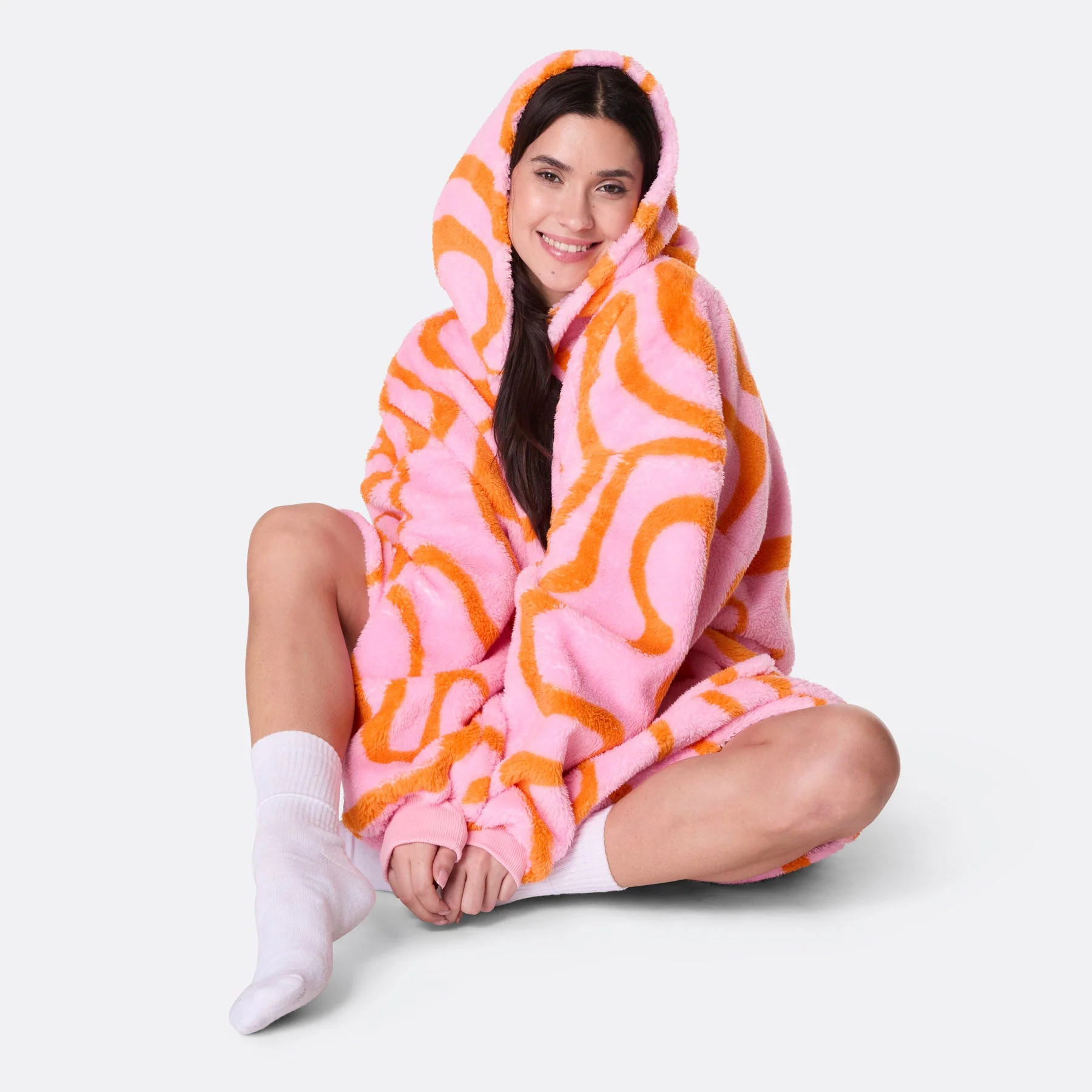 Pink Wavy Teddy HappyHoodie - Image 2